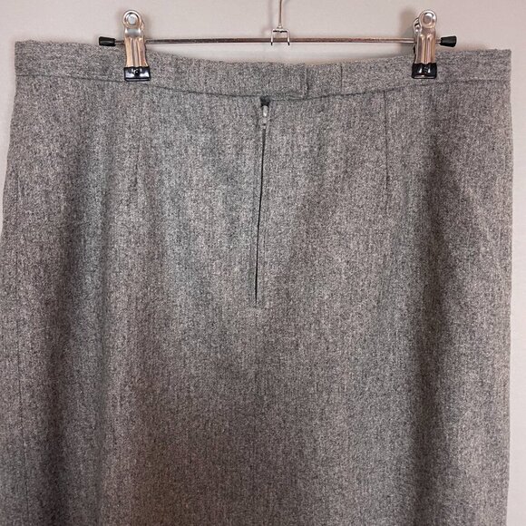 Vintage Wool Skirt Gray Pleated Simple Classic Modest Lined Professional Office - Picture 7 of 12